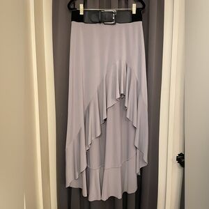 Venus Skirt High-Low with Attached Belt Size M Gray.